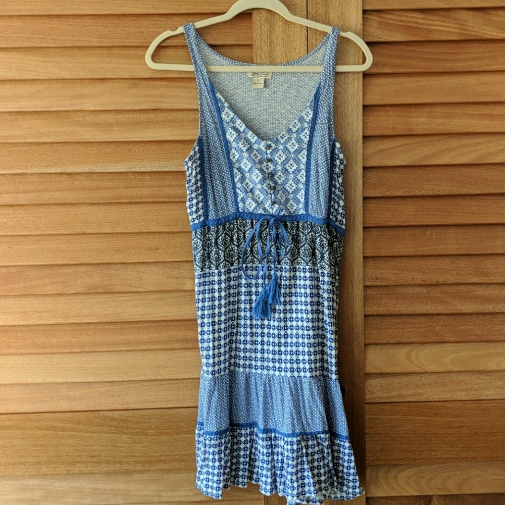 Lucky Brand blue boho print dress